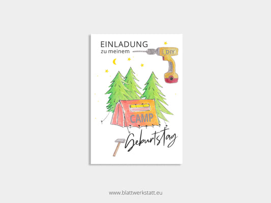 Digitale Einladung "DIY-Camp-Kindergeburtstag"