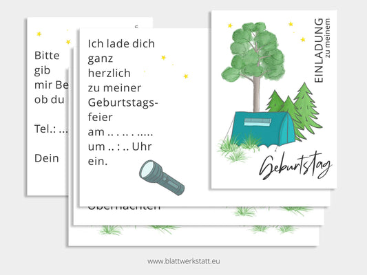 Digitale Einladung "Zelten-Kindergeburtstag"