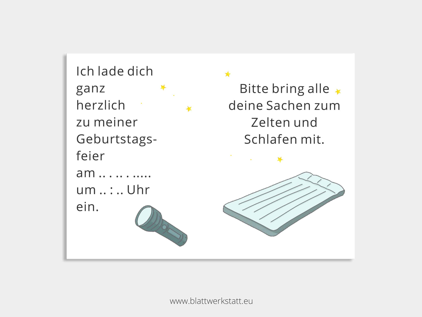 Digitale Einladung "Zelten-Kindergeburtstag"