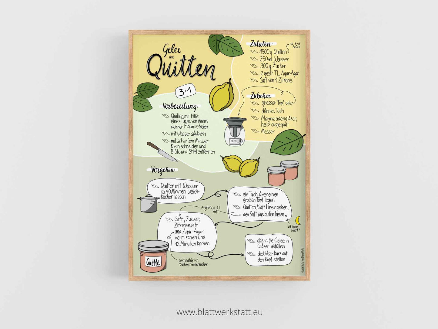 Digitales Poster "Rezept Quittengelee"