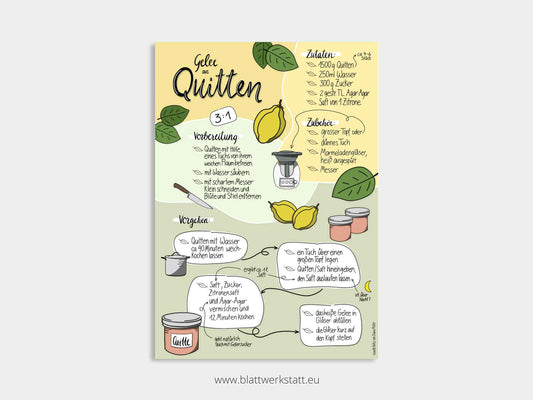 Digitales Poster "Rezept Quittengelee"