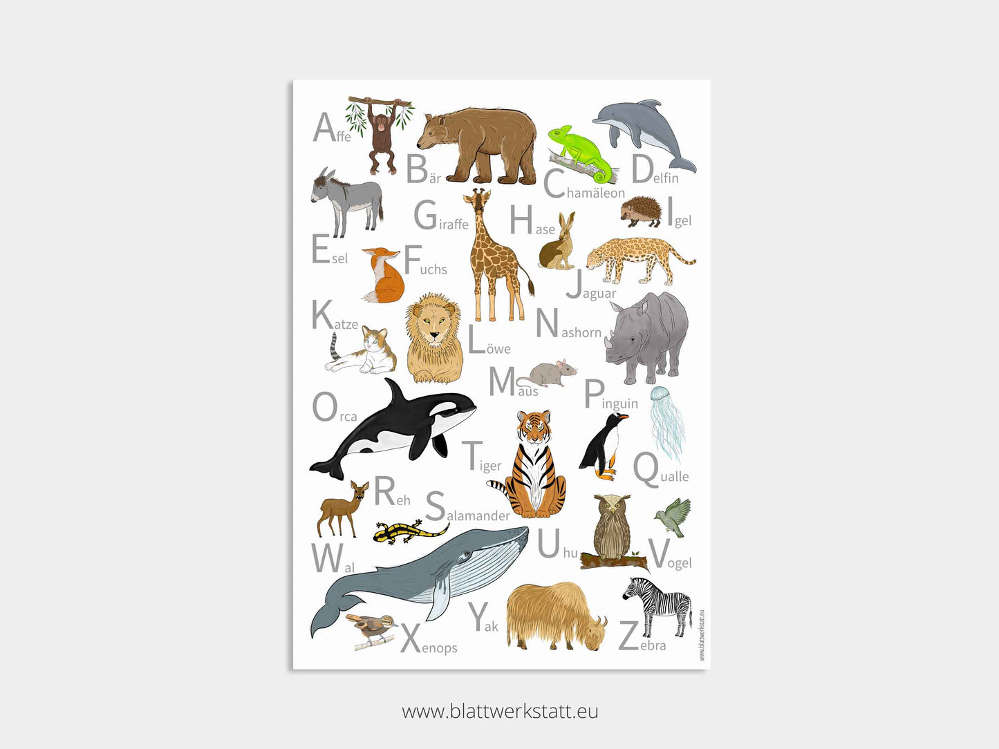Poster 50x70 "ABC Tiere"