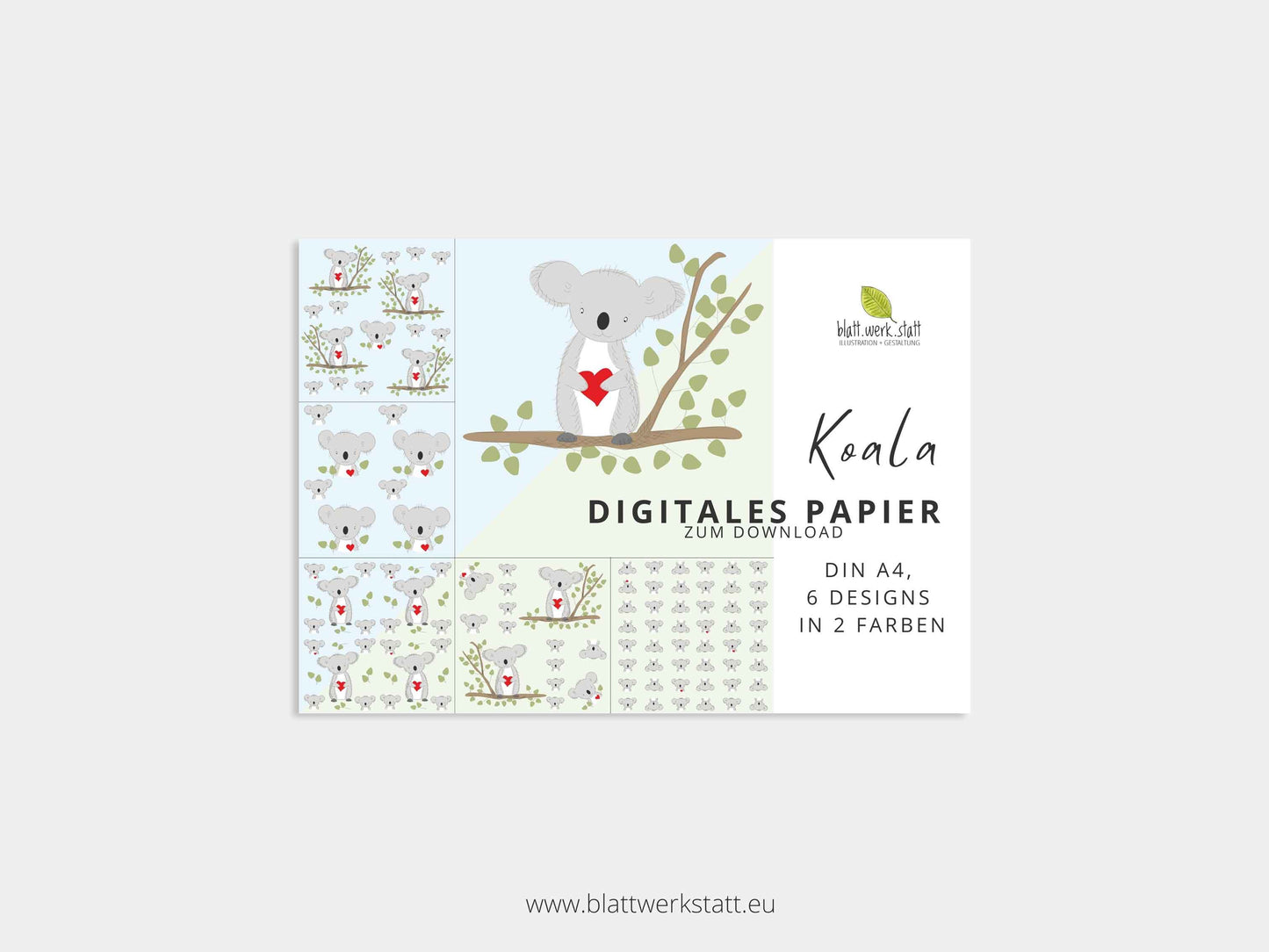 Digitales Papier "Koala" - zum Ausdrucken