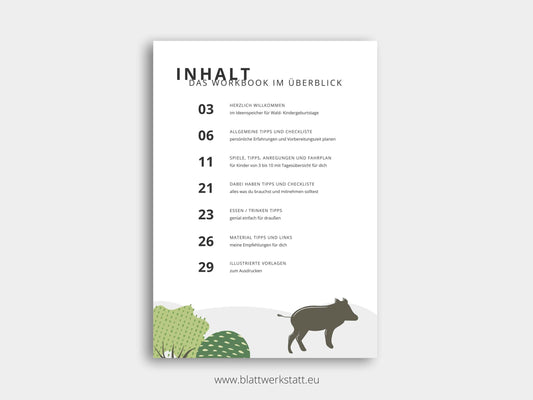 Ideenspeicher "Wald-Kindergeburtstag" - digitales Set aus Workbook + Vorlagen