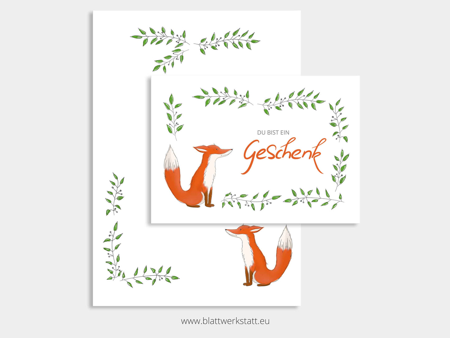 Klappkarte Fuchs "Du bist ein Geschenk"