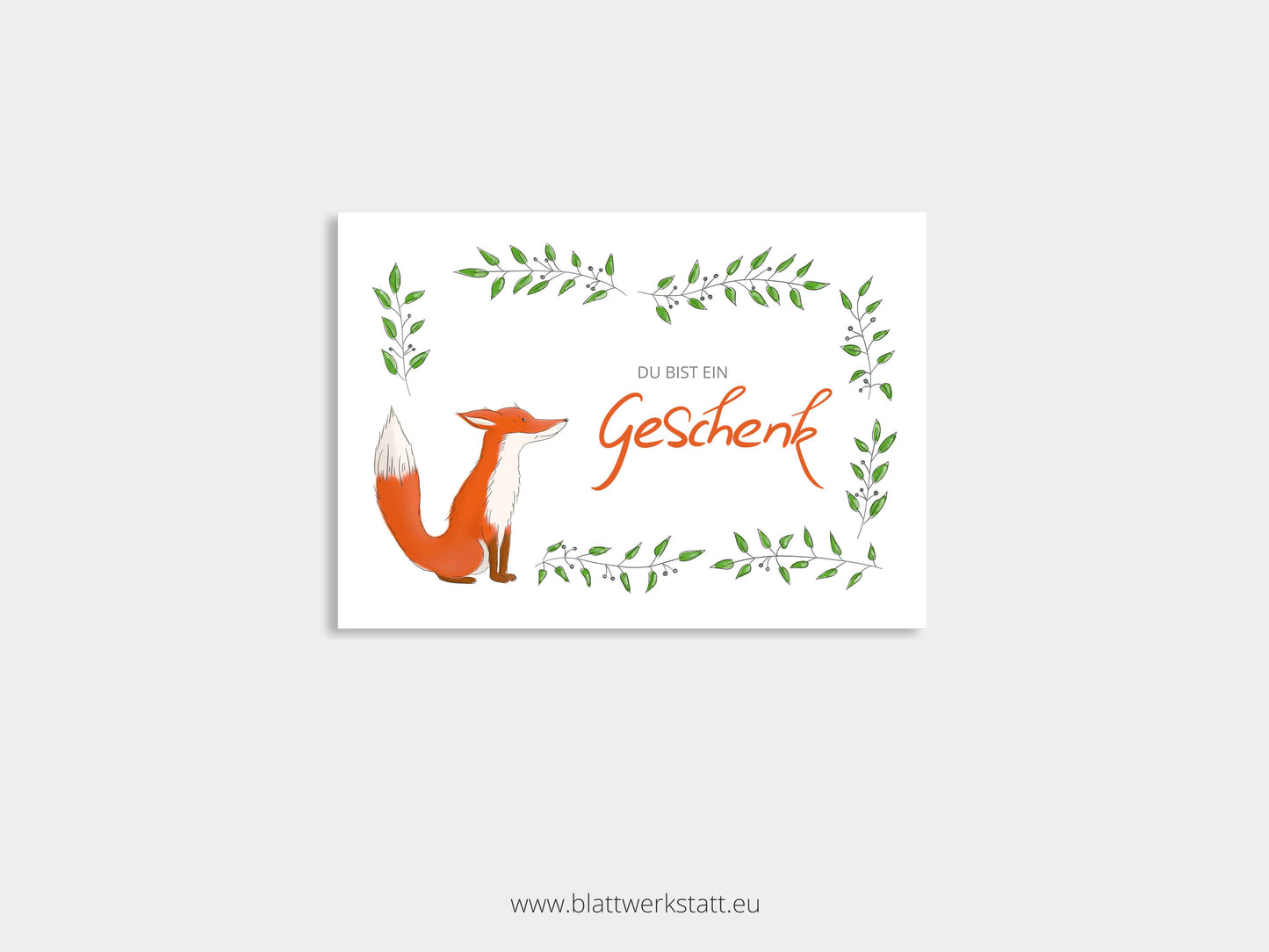 Klappkarte Fuchs "Du bist ein Geschenk"