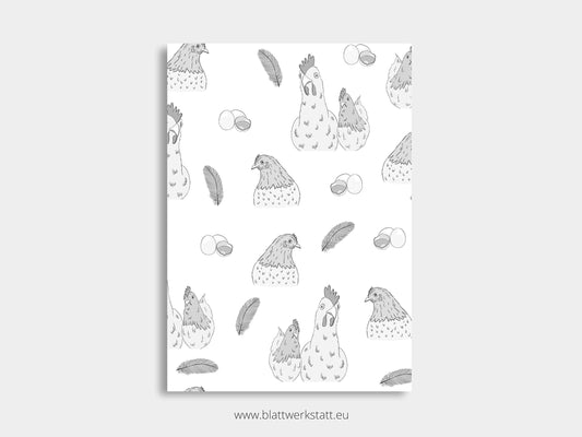 Notizheft A5 "HĂĽhner"