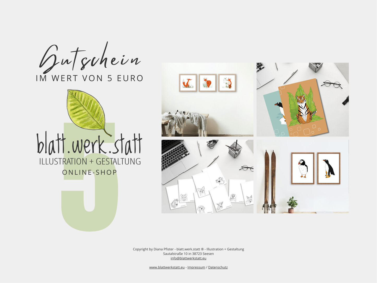 5 € Gutschein – Freude aus der blatt.werk.statt verschenken