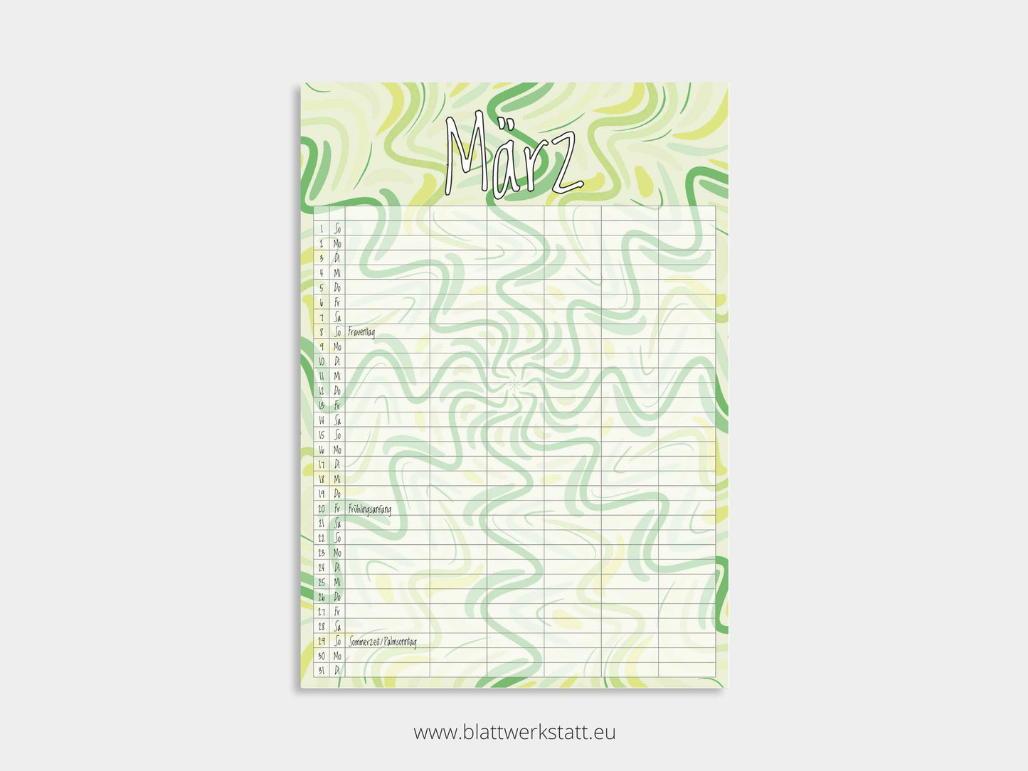 Wand Kalenderblätter "Rotation"