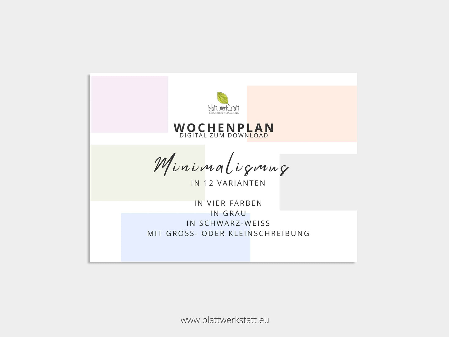 Digitaler Wochenplan A3 "Minimalismus"