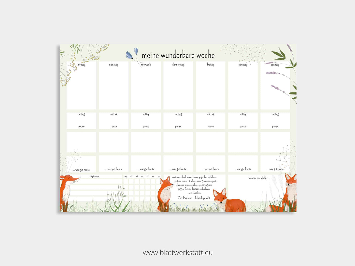 Wochenplan A3 "fuchsverliebt"