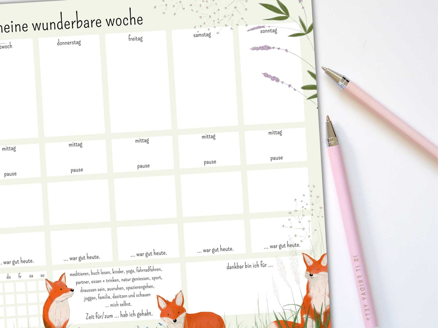 Wochenplan A3 "fuchsverliebt"