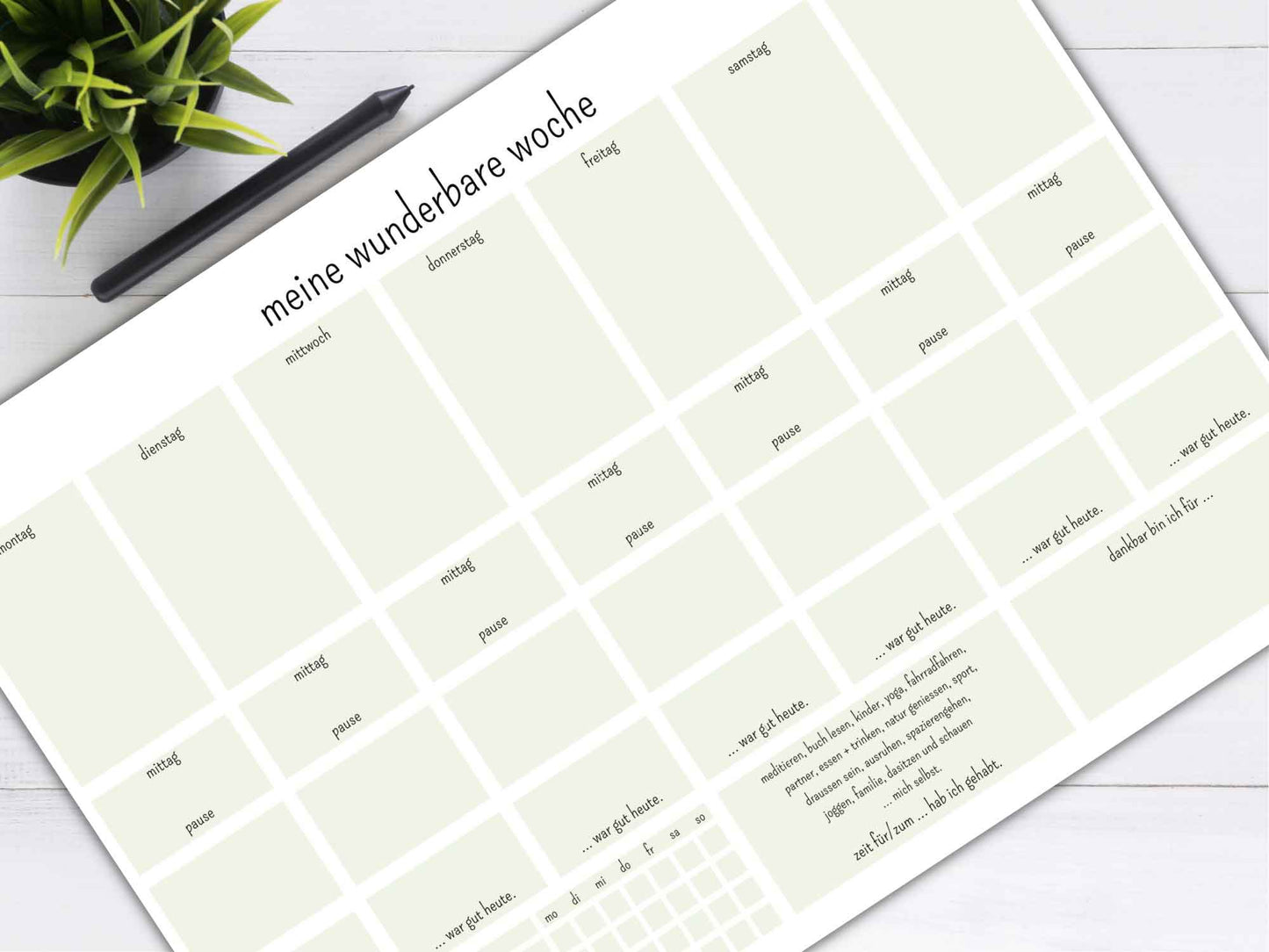 Digitaler Wochenplan A3 "Minimalismus"