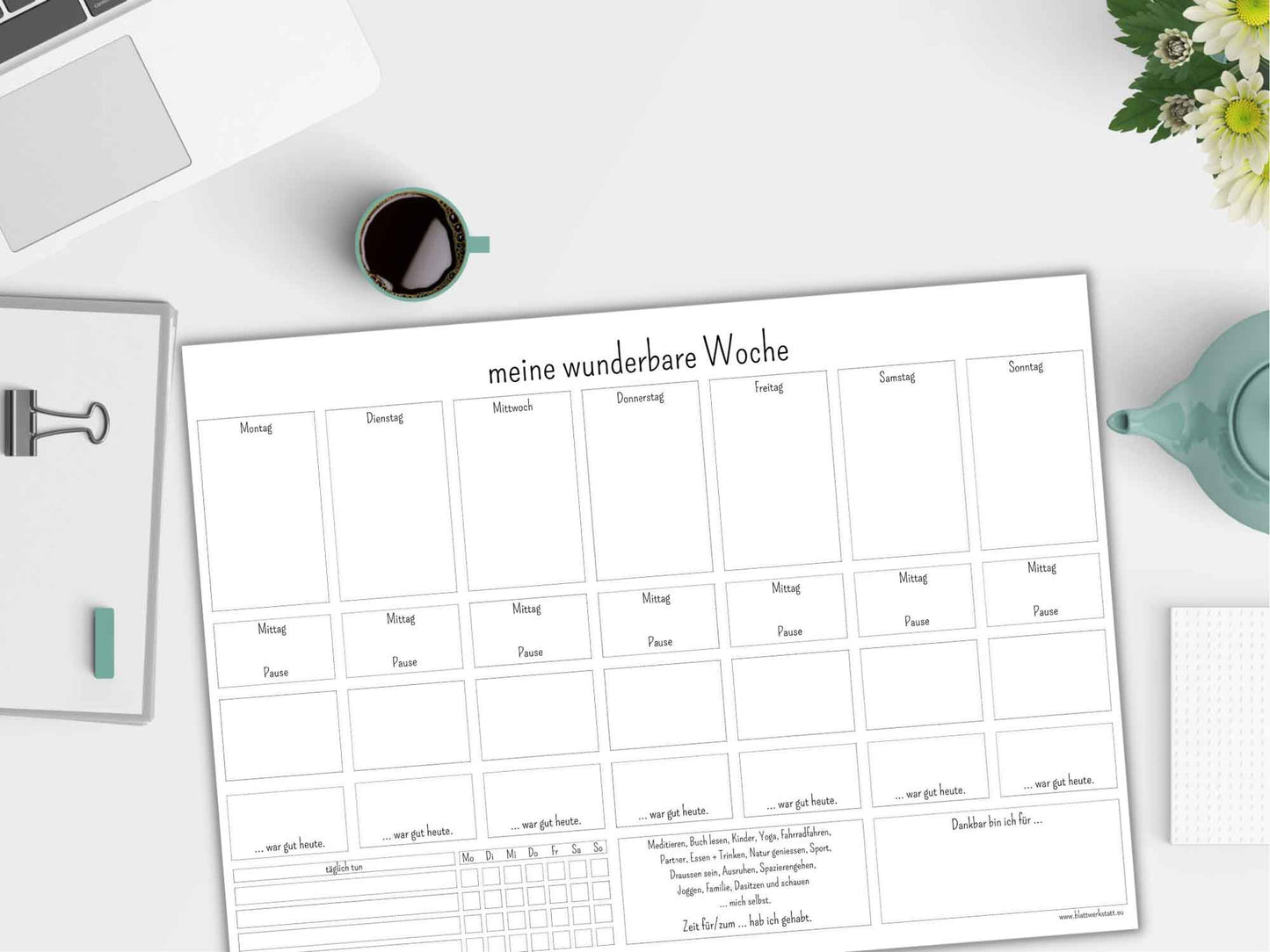 Digitaler Wochenplan A3 "Minimalismus"