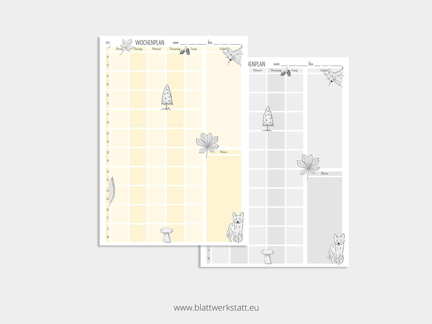 Digitaler Wochenplan A4 "Wald"