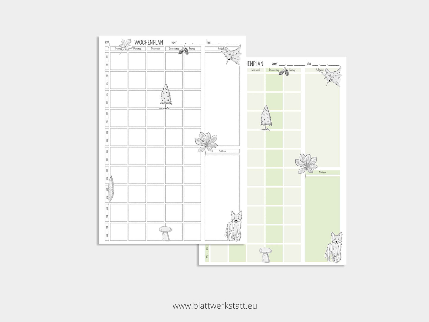 Digitaler Wochenplan A4 "Wald"
