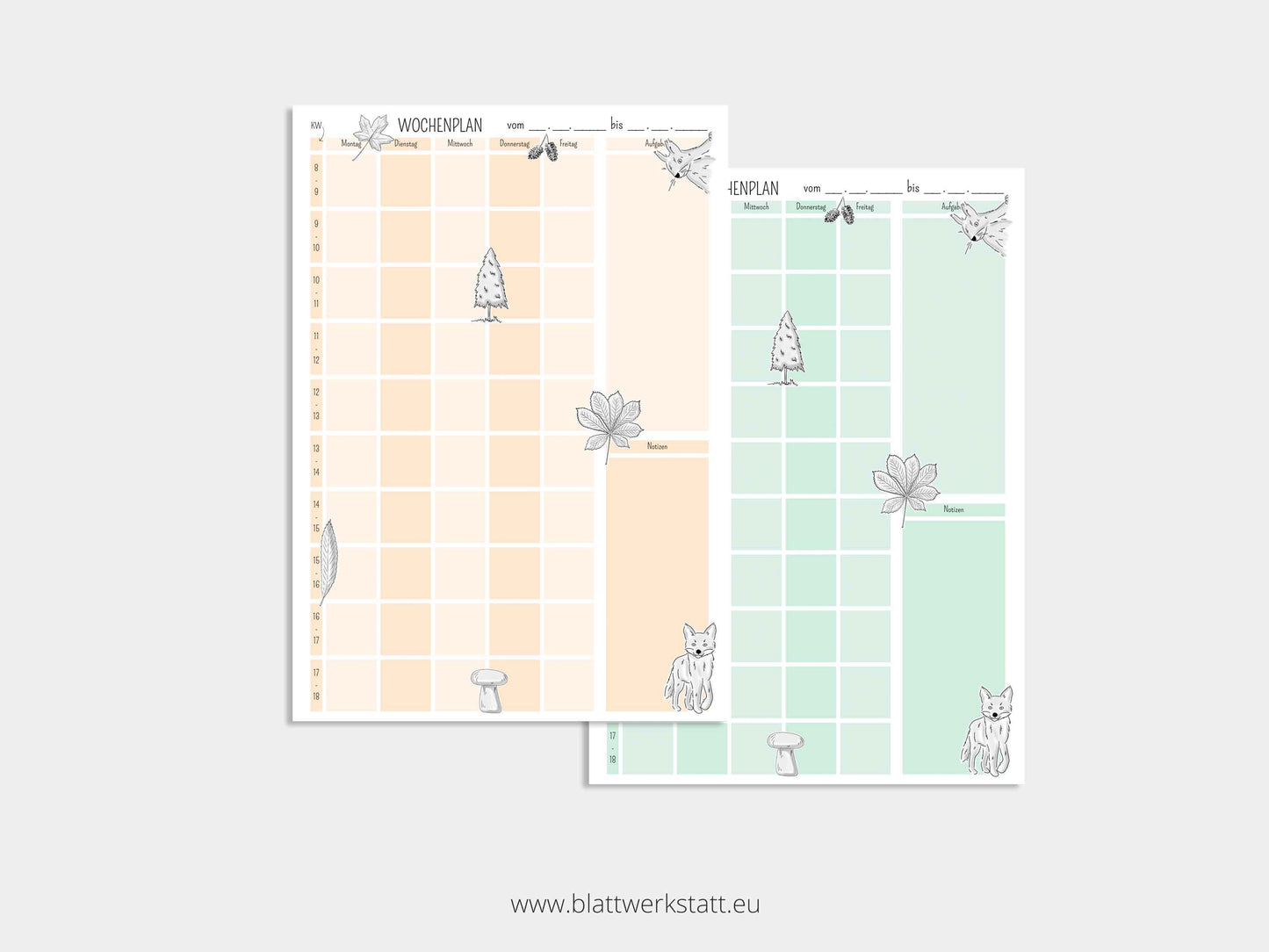 Digitaler Wochenplan A4 "Wald"