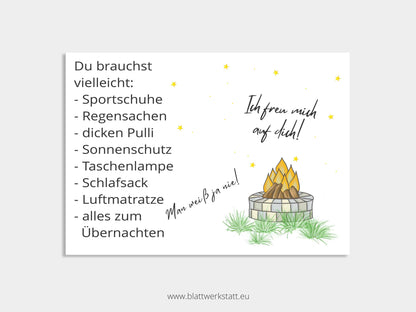 Digitale Einladung "Zelten-Kindergeburtstag"