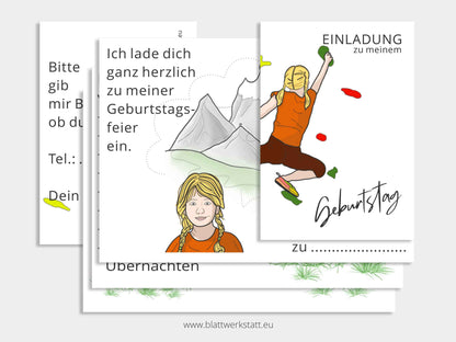 Digitale Einladung "Boulder/Kletter-Kindergeburtstag"