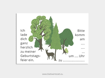 Digitale Einladung "Wald-Kindergeburtstag"