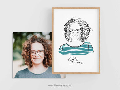 Persönliches Portrait A4 "Linienstil"