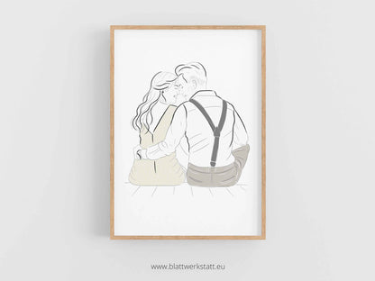 Persönliches Portrait A4 "Linienstil"