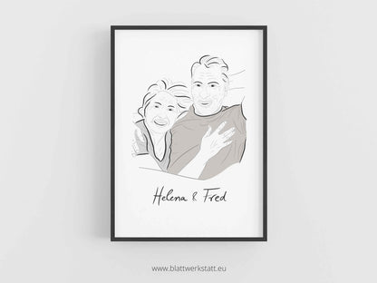 Persönliches Portrait A4 "Linienstil"