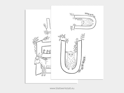 Digitales Malbuch "ABC der Tiere"
