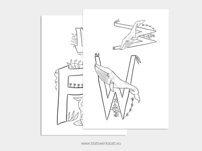 Digitales Malbuch "ABC der Tiere"