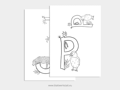 Digitales Malbuch "ABC der Tiere"