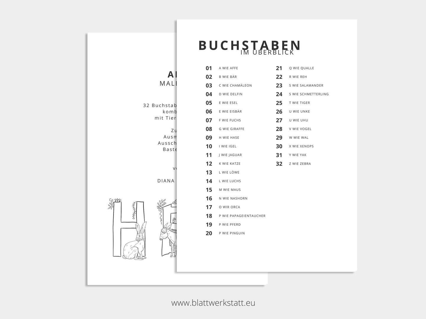 Digitales Malbuch "ABC der Tiere"