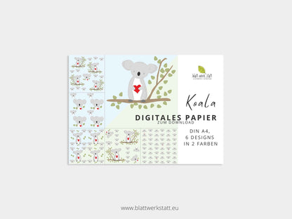 Digitales Papier "Koala" - zum Ausdrucken