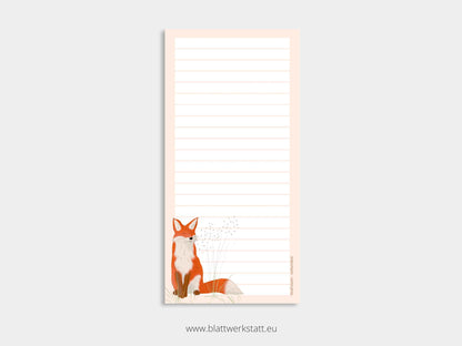Notizblock lang im 4er Pack "merkfuchsblock"