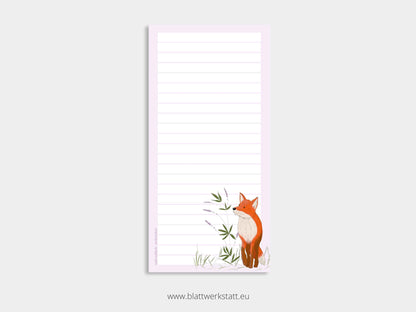 Notizblock lang im 4er Pack "merkfuchsblock"