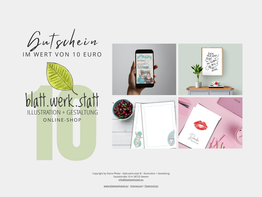 10 € Gutschein – Lächeln aus der blatt.werk.statt verschenken