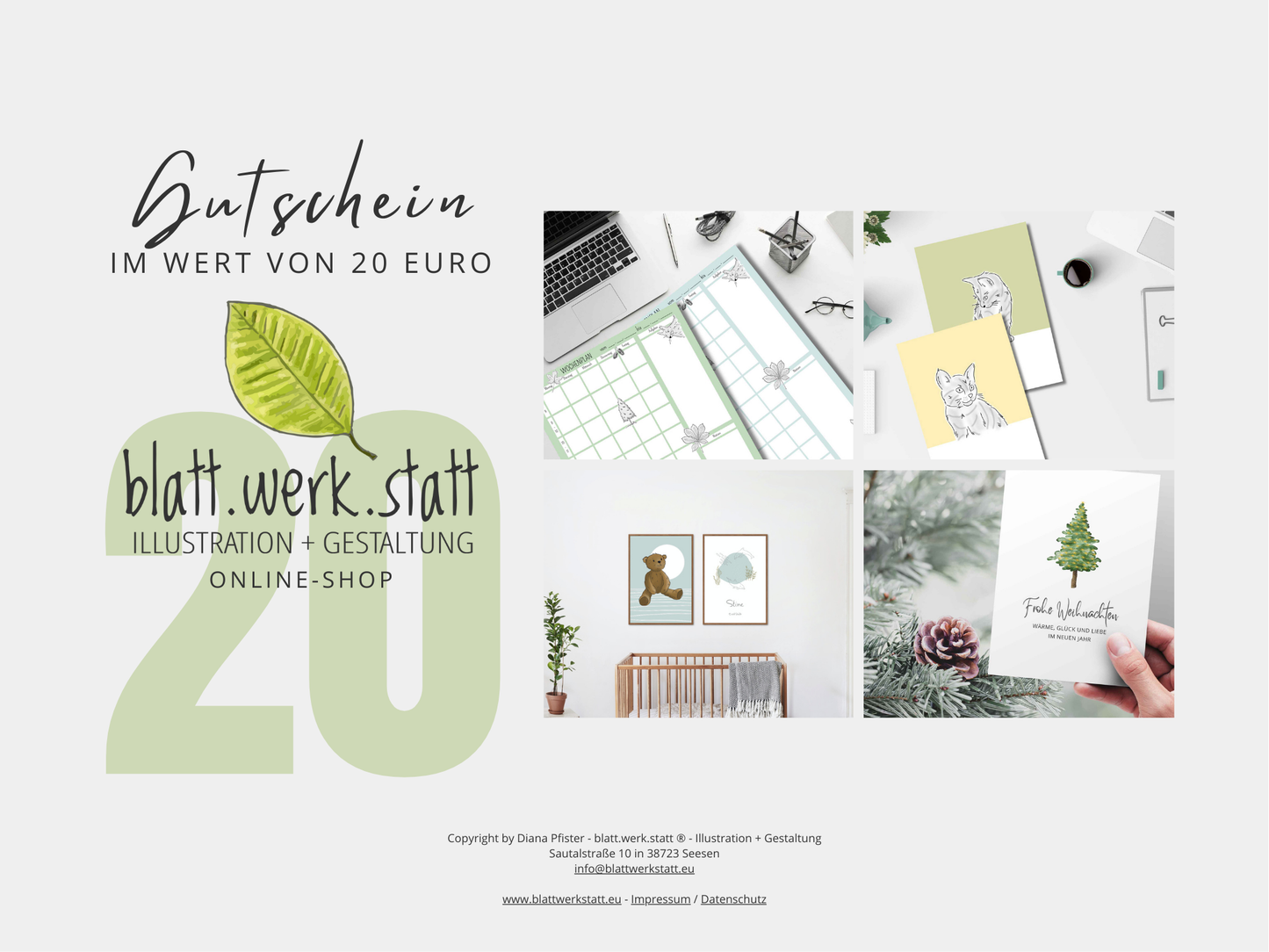 20 € Gutschein – Gefühle aus der blatt.werk.statt verschenken