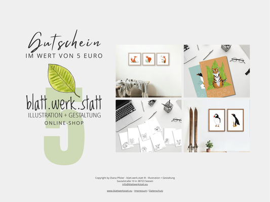 5 € Gutschein – Freude aus der blatt.werk.statt verschenken