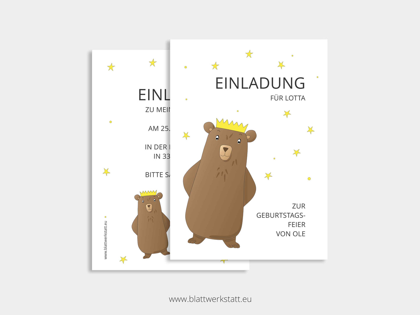 Einladung Kindergeburtstag "Bär mit Krone"