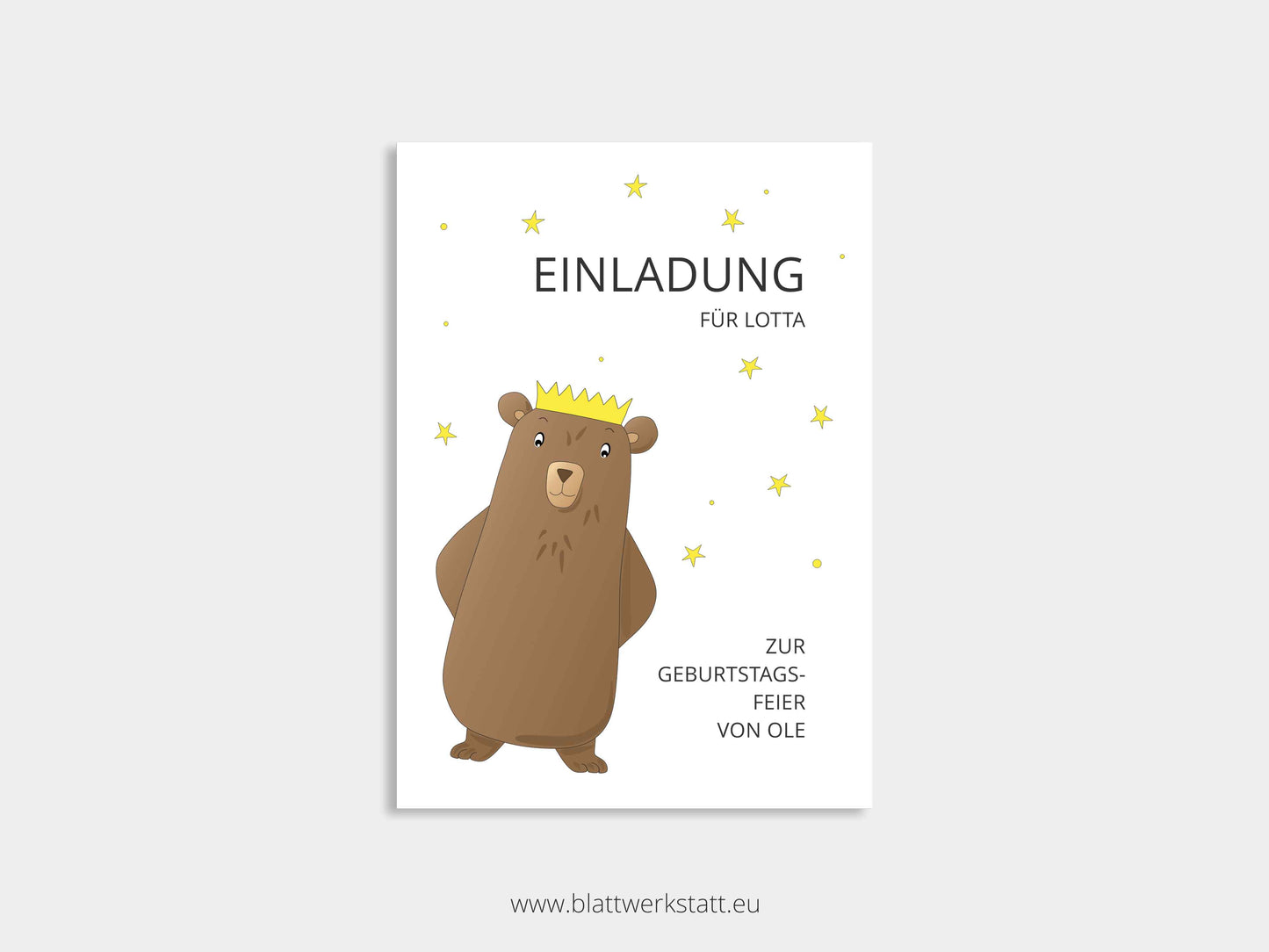 Einladung Kindergeburtstag "Bär mit Krone"