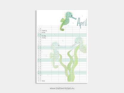 Wand Kalenderblätter "Tiefsee"