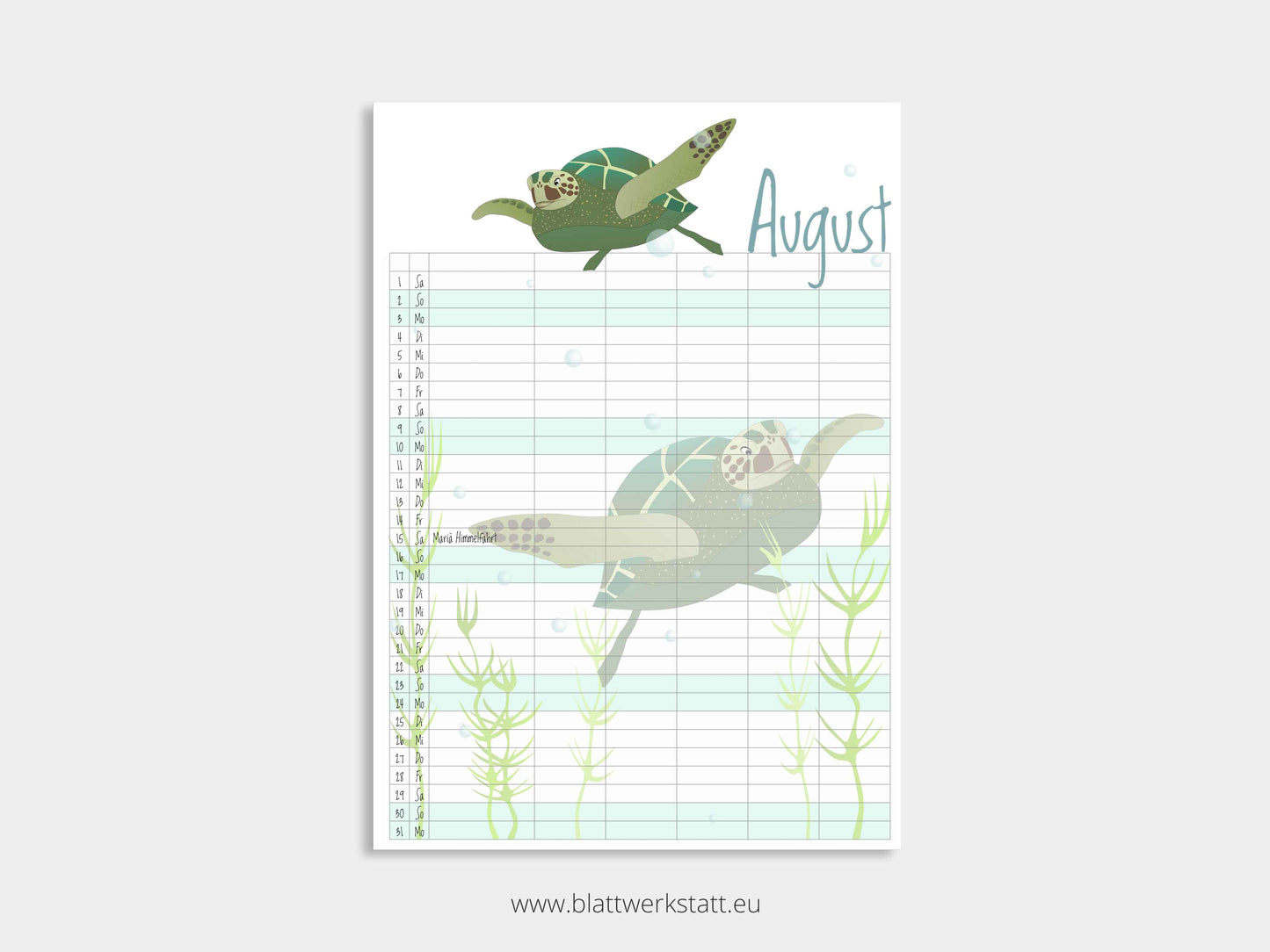 Wand Kalenderblätter "Tiefsee"