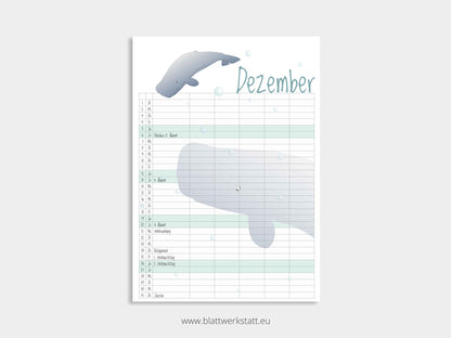 Wand Kalenderblätter "Tiefsee"