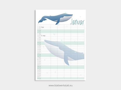 Wand Kalenderblätter "Tiefsee"