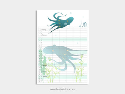 Wand Kalenderblätter "Tiefsee"