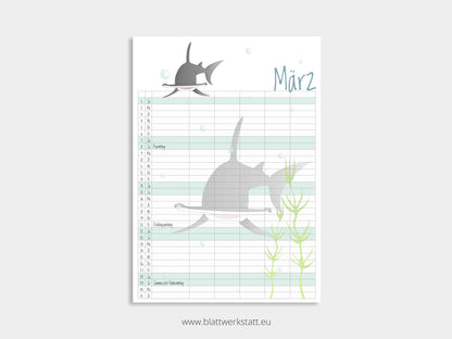 Wand Kalenderblätter "Tiefsee"