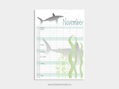 Wand Kalenderblätter "Tiefsee"