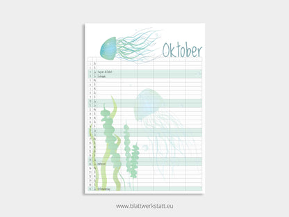 Wand Kalenderblätter "Tiefsee"