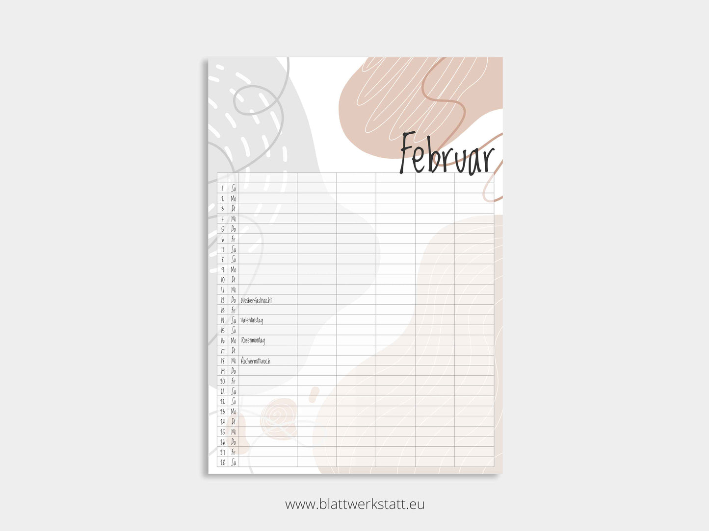 Wand Kalenderblätter "Farbwelten"