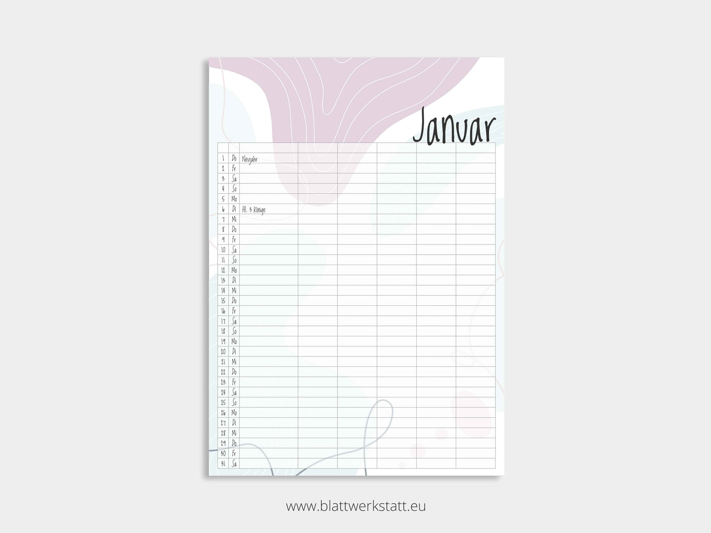 Wand Kalenderblätter "Farbwelten"