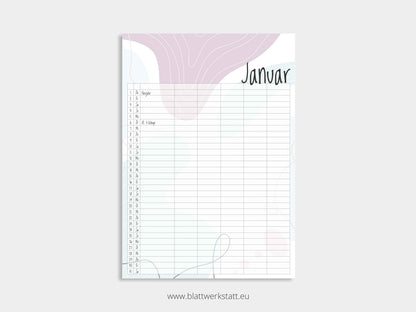 Wand Kalenderblätter "Farbwelten"